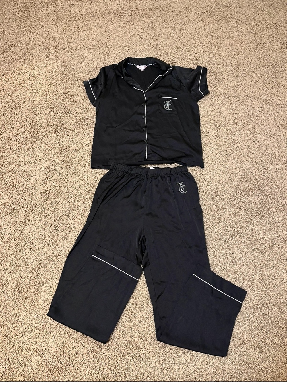Juicy Couture Black Satin Pajama Set